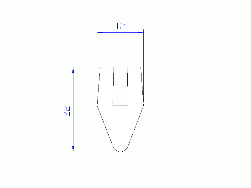 Perfil de Silicona P148-1066 - formato tipo U - forma irregular