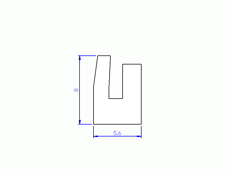 Perfil de Silicona P1831L - formato tipo U - forma irregular