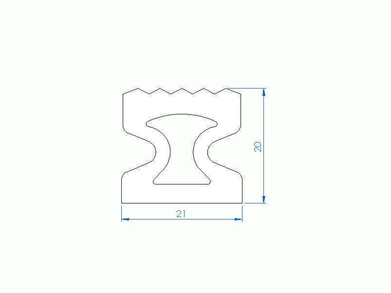 Perfil de Silicona P2851G - formato tipo Trapecio - forma irregular