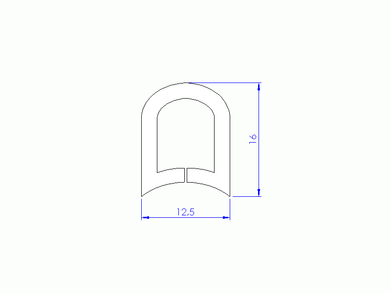 Perfil de Silicona P91952A - formato tipo D - forma irregular