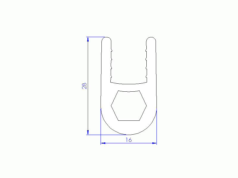 Perfil de Silicona P93958A - formato tipo U - forma irregular