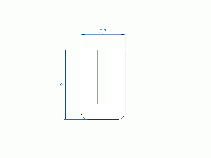 Perfil de Silicona P94613E - formato tipo U - forma irregular