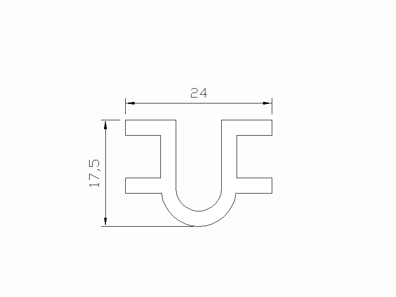 Perfil de Silicona P951B - formato tipo U - forma irregular